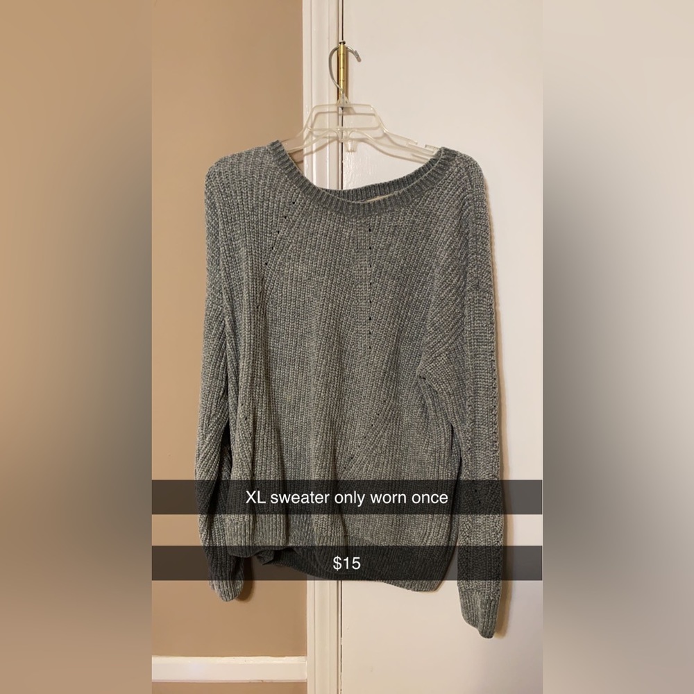 green knit sweater
